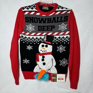 Spencer's Light-Up Snowballs Deep Christmas Sweater Light-Up Sweater Adult Small